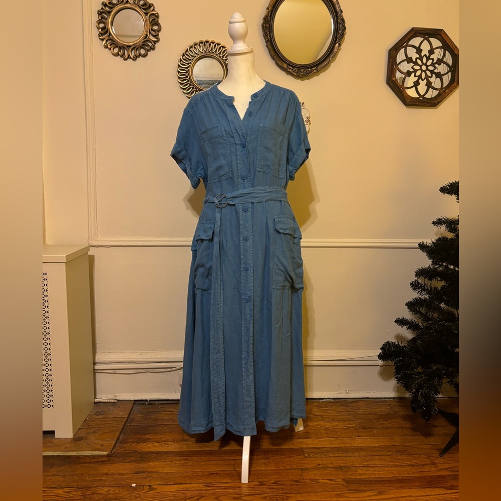 Wrap London blue dress. Size US 10. 100% Linen